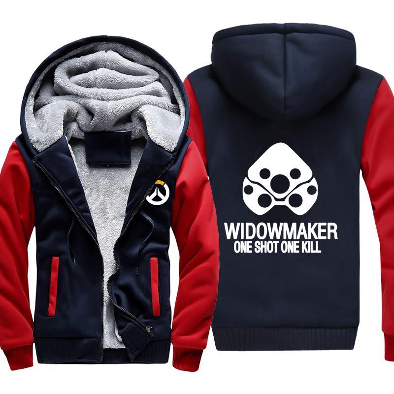 Overwatch Widowmaker Jackets - Zip Up Black One Shot Fleece Jacket - Image 3