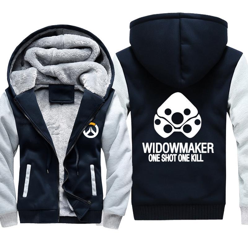 Overwatch Widowmaker Jackets - Zip Up Black One Shot Fleece Jacket - Image 4