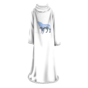 Plush Thickened Blanket With Sleeves -3D Digital Printed Wolf Blanket Robe
