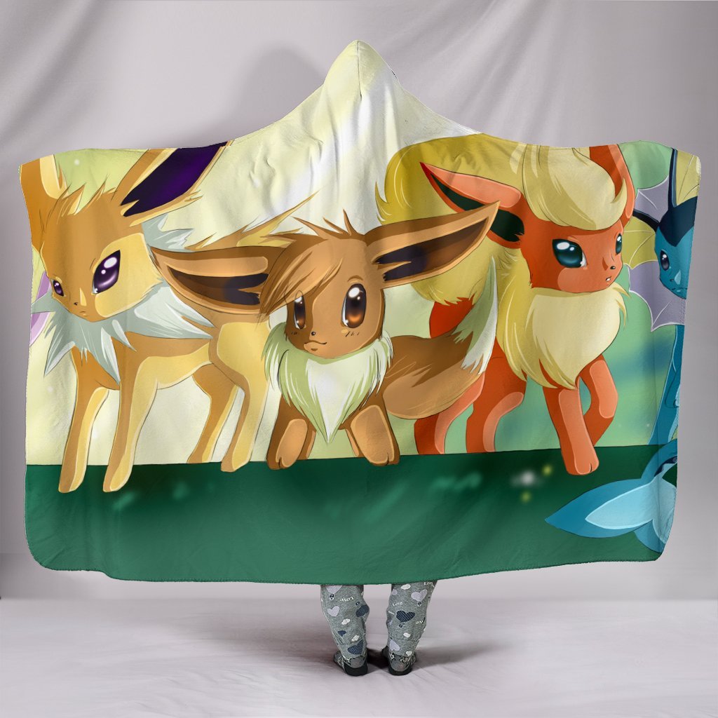 Pokemon Eevee Hooded Blanket - So Cute White Blanket