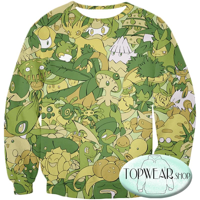 Pokemon Hoodies - All in One Grass Type Pokemons Zip Up Hoodie - Image 3