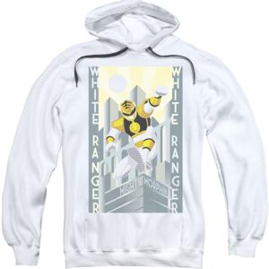 Power Rangers Pullover - Mens White Ranger Deco Hoodie