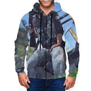 PUBG Hoodies - 3D Print Game Blue Zipper Jacket with Pockets