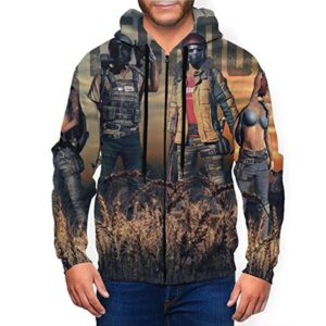 PUBG Hoodies - 3D Print Game Grey Zipper Jacket with Pockets