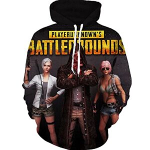 PUBG Hoodies - 3D Print Game Playerunknown's Battlegrounds Black Pullover with Pockets