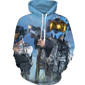 PUBG Hoodies - 3D Print Game Playerunknown's Battlegrounds Blue Pullover with Pockets
