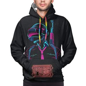 PUBG Hoodies - 3D Print Game Playerunknown's Battlegrounds Logo Black Pullover with Pockets