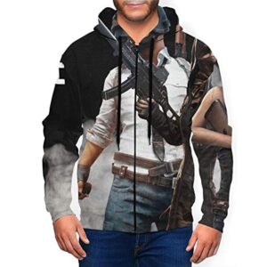 PUBG Hoodies - 3D Print Game Playerunknown's Battlegrounds Pullover with Pockets Black