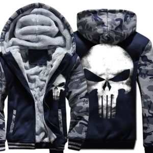 Punisher Jackets - Solid Color Punisher Movie Series Punisher Sign Battle Fatigues Super Cool Fleece Jacket