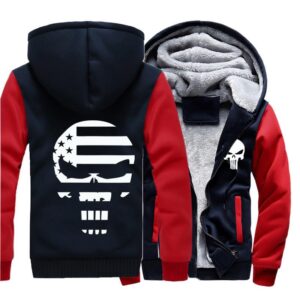 Punisher Jackets - Solid Color Punisher Movie Series Punisher Skull Fleece Jacket