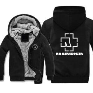Rammstein  Jackets - Solid Color Rammstein Series White Logo Icon Super Cool Fleece Jacket