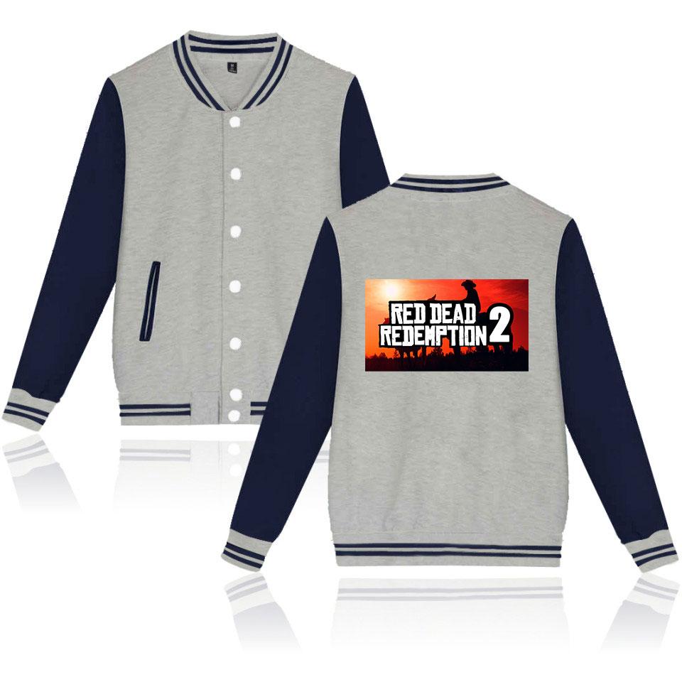 Red Dead Redemption 2 Baseball Jackets - Solid Color Red Dead Redemption 2 Icon Baseball Jacket - Image 4