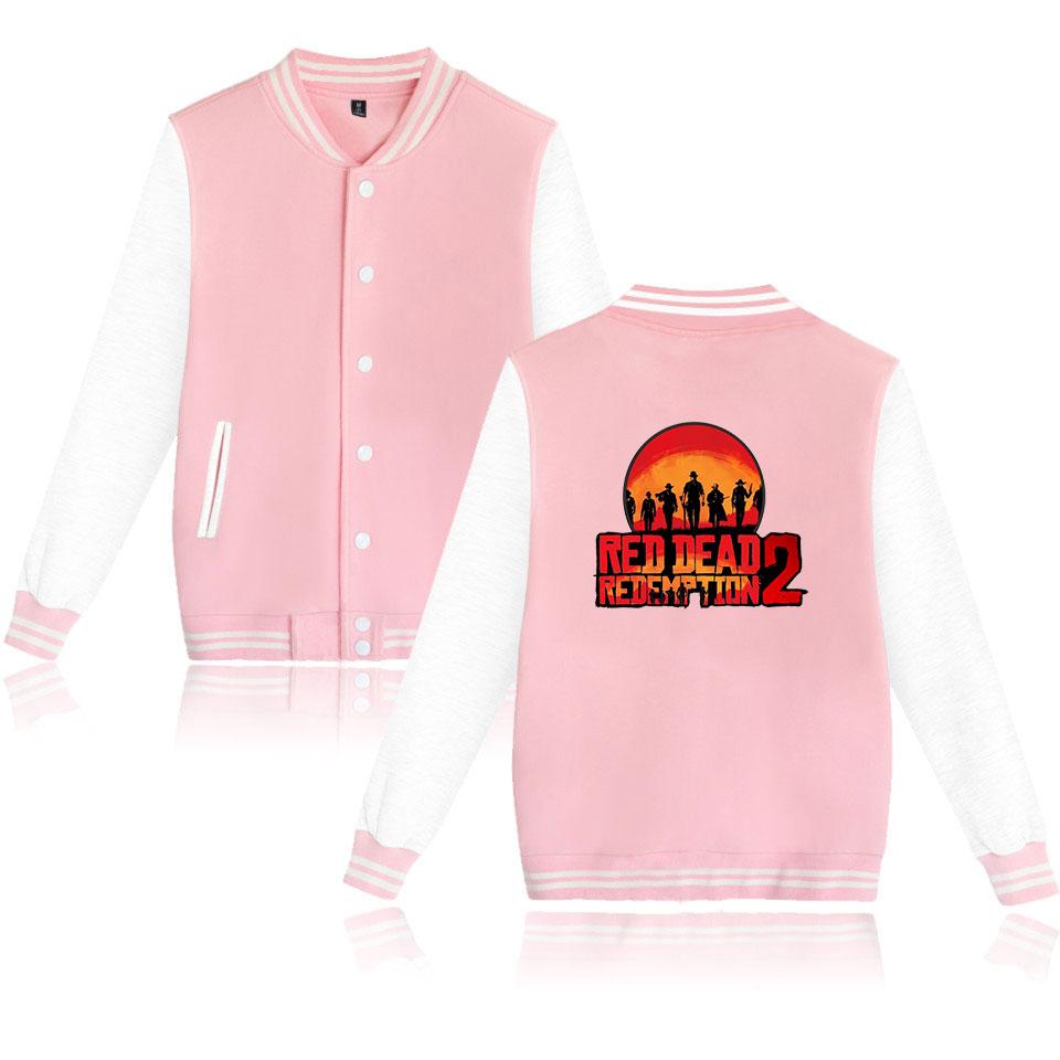 Red Dead Redemption 2 Baseball Jackets - Solid Color Red Dead Redemption 2 Game Icon Baseball Jacket - Image 3