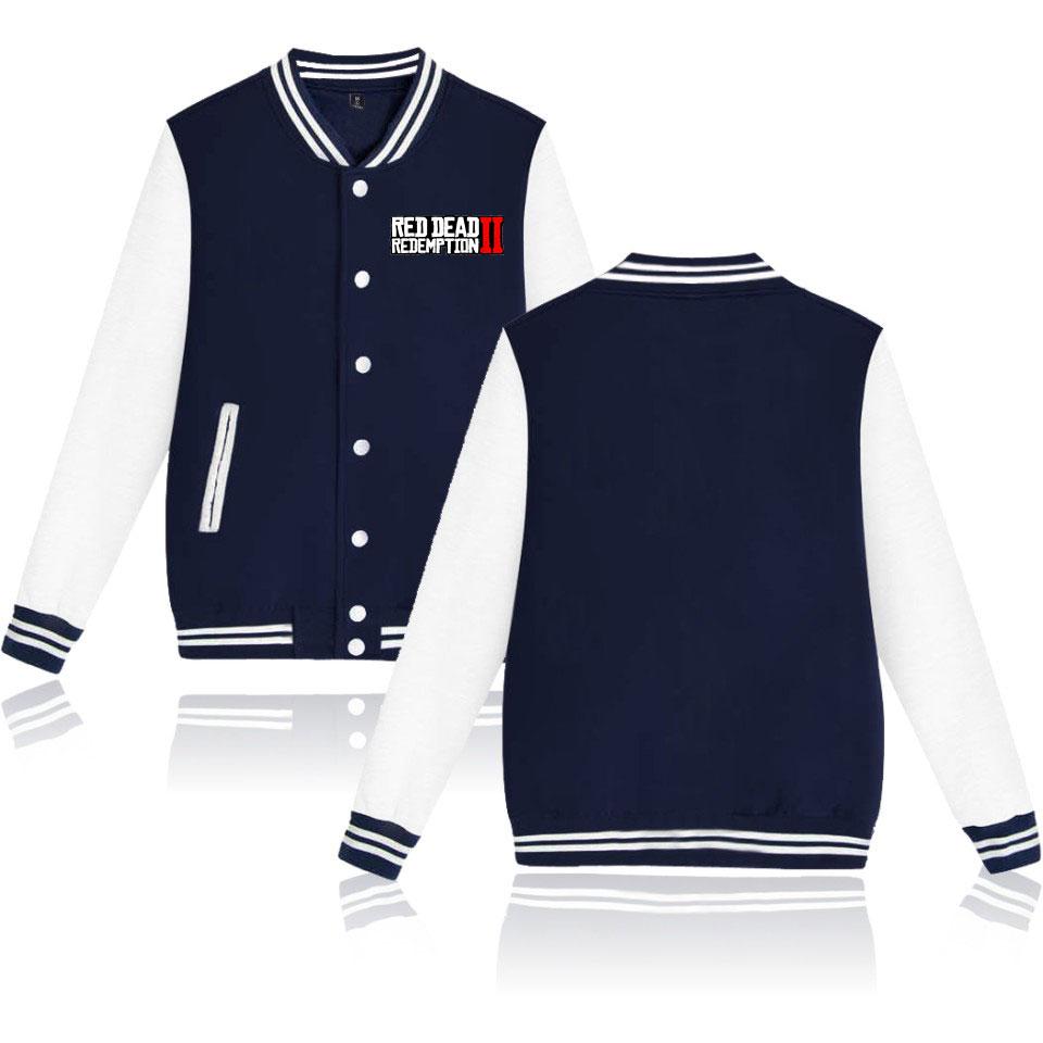 Red Dead Redemption 2 Baseball Jackets - Solid Color Red Dead Redemption 2 Game LOGO Icon Baseball Jacket - Image 2