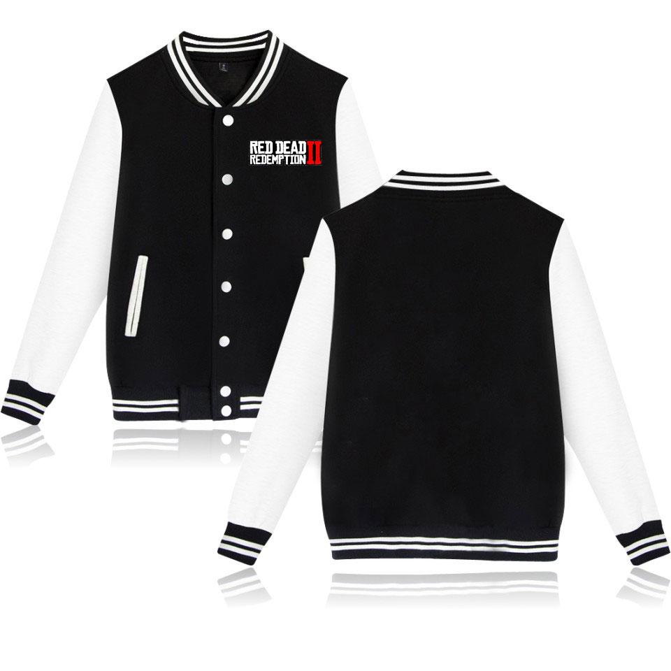 Red Dead Redemption 2 Baseball Jackets - Solid Color Red Dead Redemption 2 Game LOGO Icon Baseball Jacket - Image 4