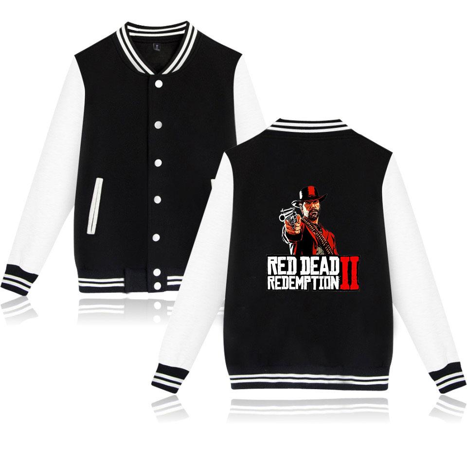 Red Dead Redemption 2 Baseball Jackets - Solid Color Red Dead Redemption Super Cool Baseball Jacket - Image 3