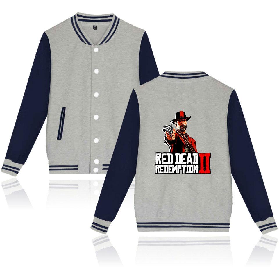 Red Dead Redemption 2 Baseball Jackets - Solid Color Red Dead Redemption Super Cool Baseball Jacket - Image 4
