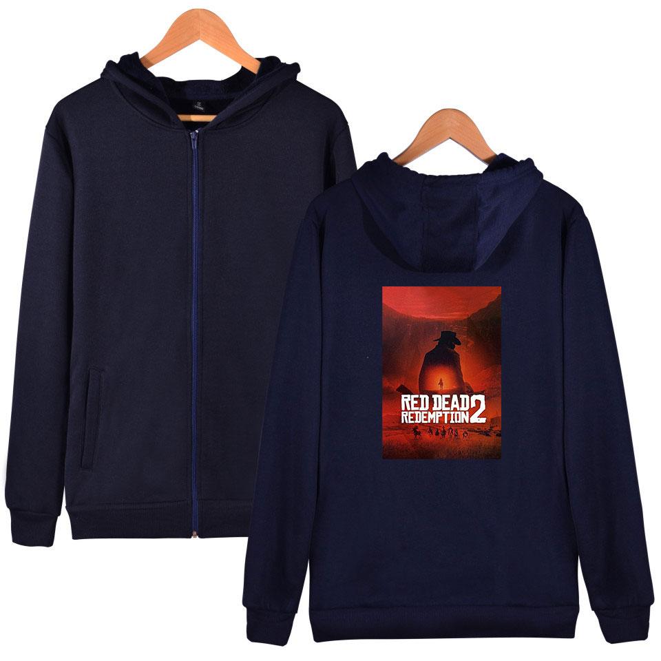Red Dead Redemption 2 Hoodies - Solid Color Red Dead Redemption 2 Claas Van Der Linde Zip Up Hoodie - Image 3