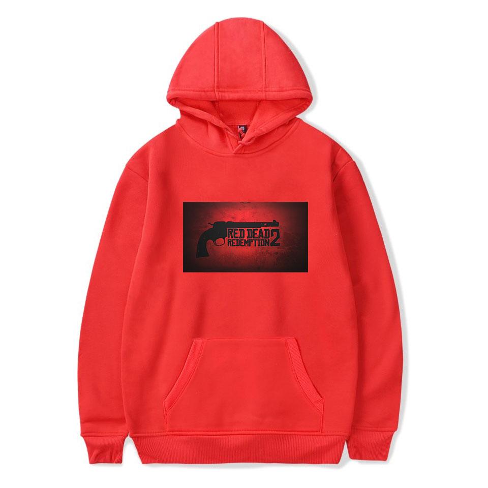 Red Dead Redemption 2 Hoodies - Solid Color Red Dead Redemption 2 Pistol Icon Hoodie - Image 5