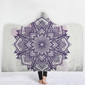 Religious Hooded Blankets - Religious Series Flower Icon Fleece Hooded Blanket