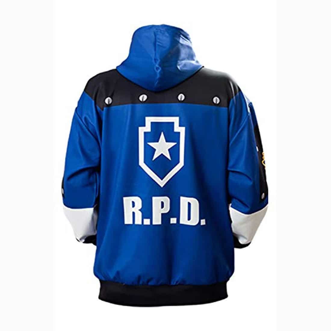 Resident Evil Hoodie - Leon Kennedy Blue 3D Print Pullover Drawstring Hoodie Hoodie - Image 3