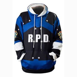 Resident Evil Hoodie - Leon Kennedy Blue 3D Print Pullover Drawstring Hoodie Hoodie