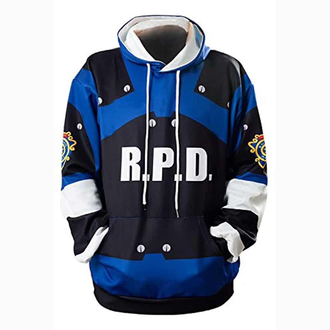Resident Evil Hoodie - Leon Kennedy Blue 3D Print Pullover Drawstring Hoodie Hoodie
