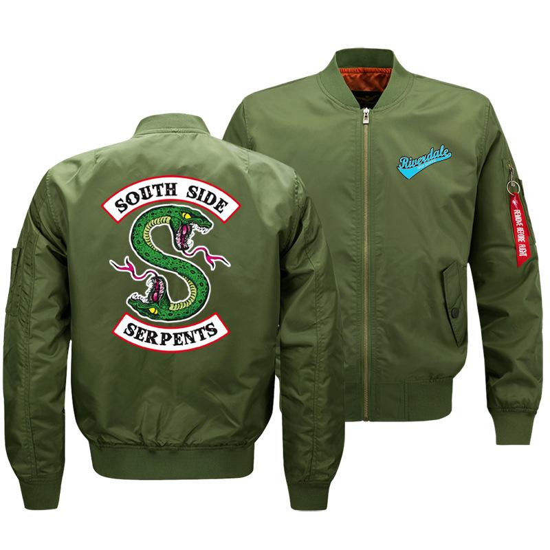 Riverdale Jackets - Solid Color Riverdale Double-Headed Snake Flight Jacket Fleece Jacket - Image 2