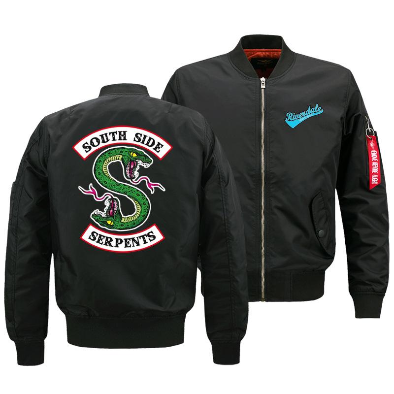 Riverdale Jackets - Solid Color Riverdale Double-Headed Snake Flight Jacket Fleece Jacket - Image 3
