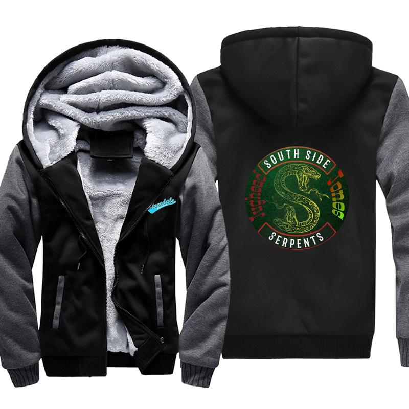 Riverdale Jackets - Solid Color Riverdale Double-Headed Snake Terror Fleece Jacket - Image 5