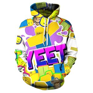 Roblox Hoodie - YEET 3D Print Hooded Pullover for Teens