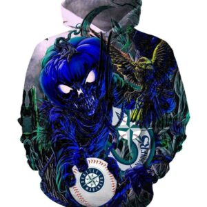 Seattle Mariners Halloween Hoodiess - Pullover Deep Blue Hoodie
