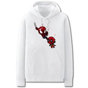 Spiderman and Deadpool Hoodies - Super Funny Solid Color Hero Spiderman and Deadpool Cartoon Style Fleece Hoodie