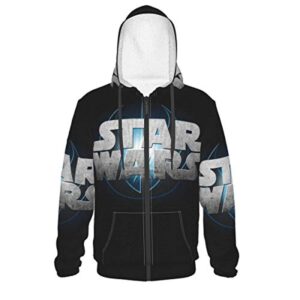 Star Wars Hooded Jacket - Star Wars 3D Print Black Hooded Zip Up Coat with Pocket