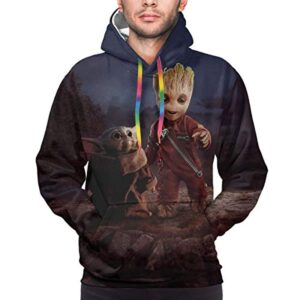 Star Wars Hoodies - Star Wars Baby Yoda and Groot 3D Print Hooded Jumper with Pocket
