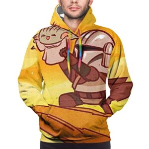 Star Wars Hoodies - Star Wars Cartoon the Mandalorian Baby Yoda Yellow 3D Print Hooded Jumper with Pocket