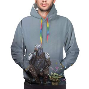 Star Wars Hoodies - Star Wars the Mandalorian Baby Yoda 3D Print Grey Hooded Jumper with Pocket