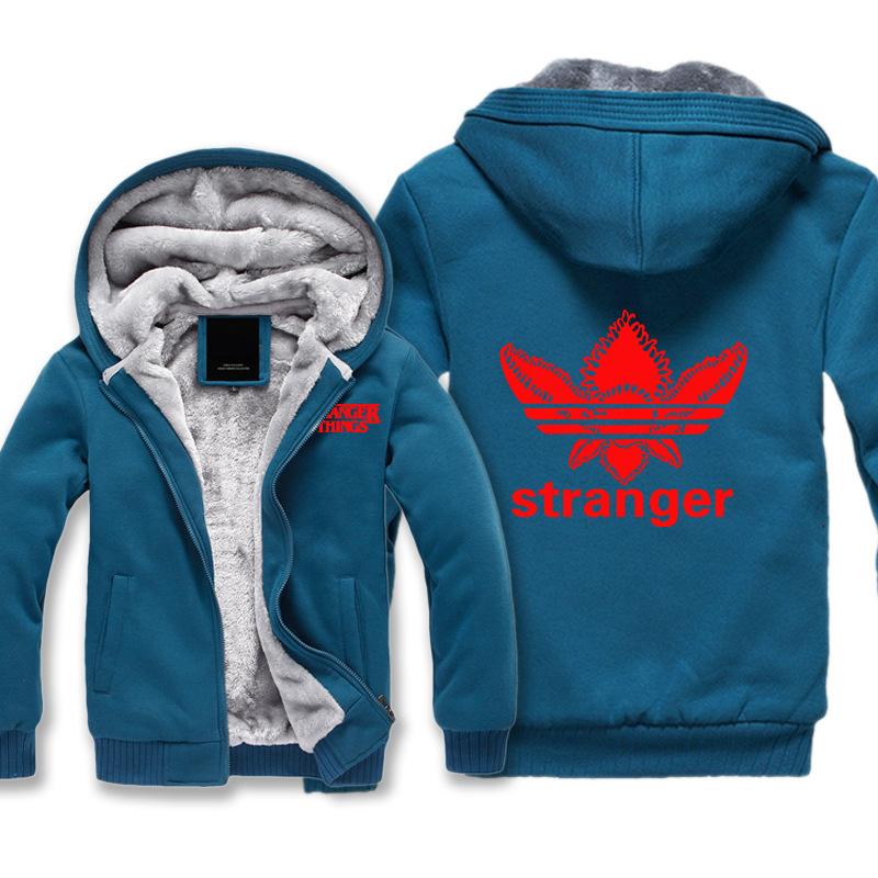 Stranger Things Jackets - Solid Color Stranger Things Upside Down Monster Icon Fleece Jacket - Image 4