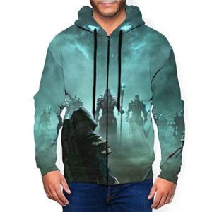 THE ELDER SCROLLS Hoodies - Skyrim Dragonborn Blue Zip Up Drawstring Hoodie with Pocket