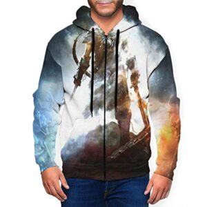 THE ELDER SCROLLS Hoodies - Skyrim Dragonborn Shiny Zip Up Drawstring Hoodie with Pocket
