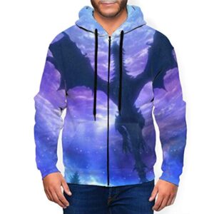 THE ELDER SCROLLS Hoodies - Skyrim Hoodie Dragon Purple 3D Print Zip Up Drawstring Hoodie