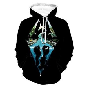THE ELDER SCROLLS Hoodies - Skyrim Hoodie Skyrim Symbol 3D Print Black Pullover Drawstring Hoodie