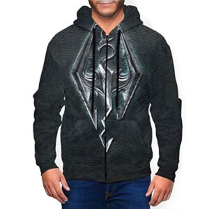 THE ELDER SCROLLS Hoodies - Skyrim Hoodie Skyrim Symbol Black Zip Up Drawstring Hoodie
