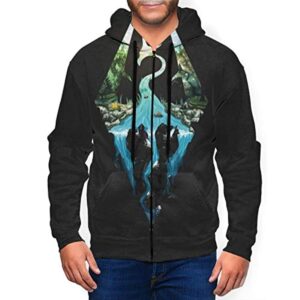 THE ELDER SCROLLS Hoodies - Skyrim Symbol Black Zip Up Drawstring Hoodie with Pocket