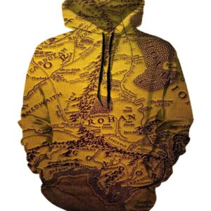 The Lord of The Rings Map Hoodies - Pullover Yellow Hoodie