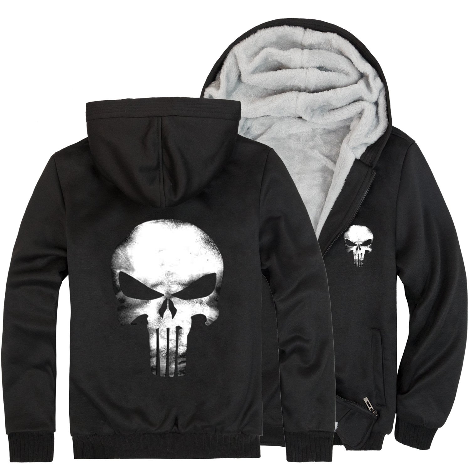 The Skeleton Man Jackets - Solid Color Skeleton Man Series Super Cool Fleece Jacket - Image 2