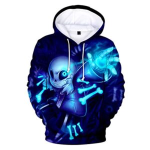 Undertale Hoodie - Sans Blue 3D Print Pullover Drawstring Hoodie