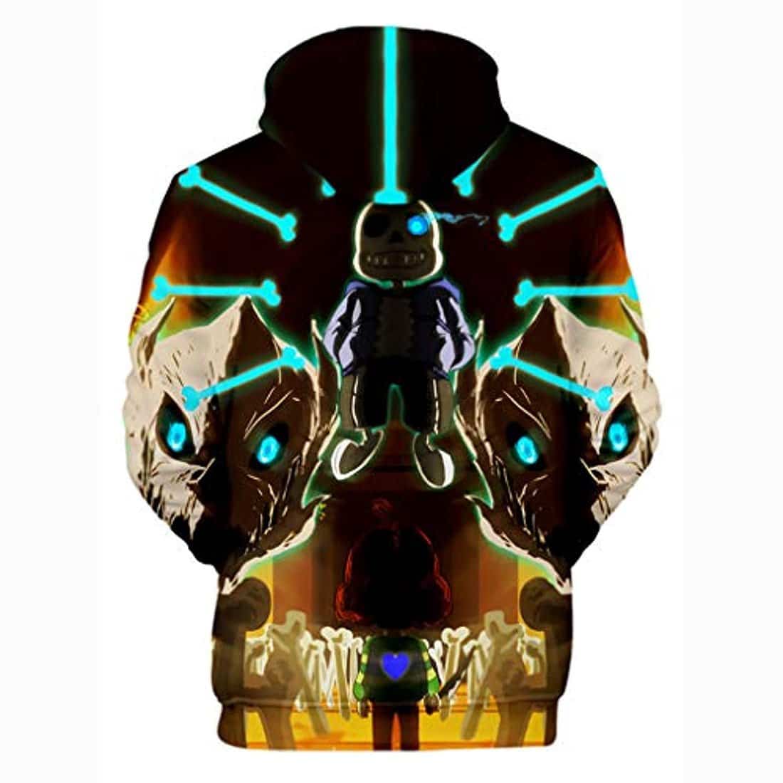 Undertale Hoodie - Sans Skull 3D Print Pullover Drawstring Hoodie - Image 2
