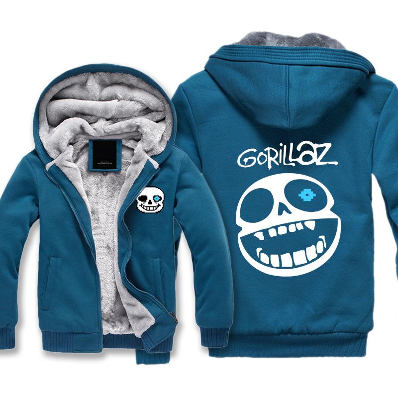 Undertale Jackets - Solid Color Undertale SANS GORILLAZ Super Cool Fleece Jacket - Image 2