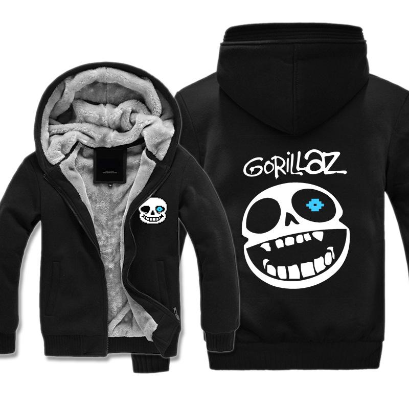 Undertale Jackets - Solid Color Undertale SANS GORILLAZ Super Cool Fleece Jacket - Image 3